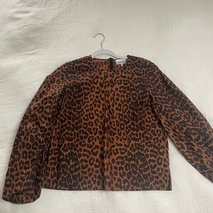 Ganni animal print crew neck top